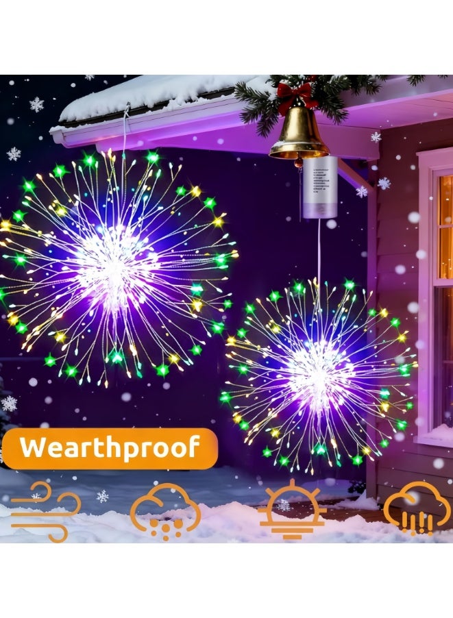 2 Pack,120 LED Copper Wire Starburst String Light Battery Operated, 8 Modes sparkling Lights with Remote, Valentines Day Decorations Hanging Lights for Party Patio (Battery, Colored Light) - Image 4